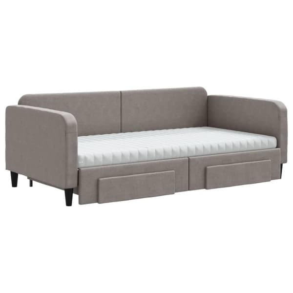 vidaXL Dagbädd utdragbar med lådor taupe 100x200 cm tyg