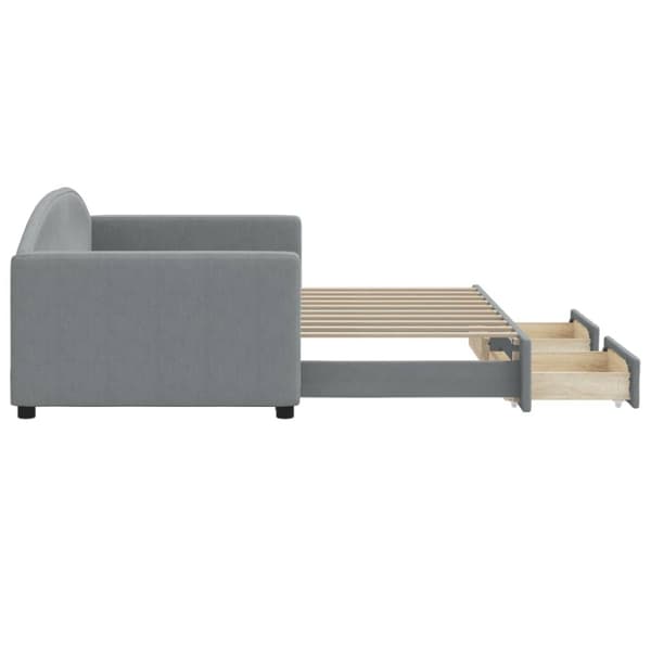 vidaXL daybed med udtræk og skuffer 90x190 cm stof lysegrå