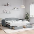 Miniatyrbillede 11 af 11: vidaXL daybed med udtræk og skuffer 90x190 cm stof lysegrå