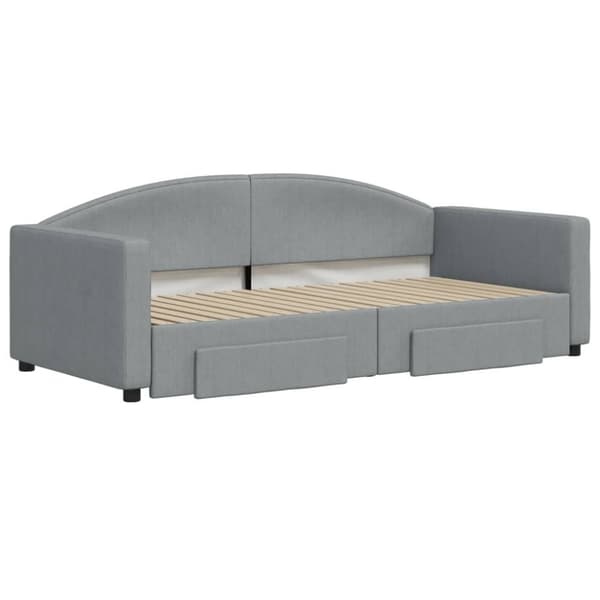 vidaXL daybed med udtræk og skuffer 90x190 cm stof lysegrå