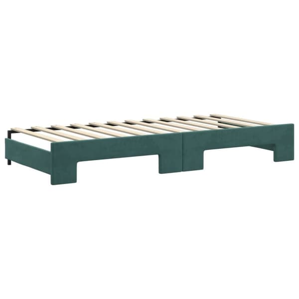 vidaXL daybed med udtræk og skuffer 90x200 cm velour mørkegrøn
