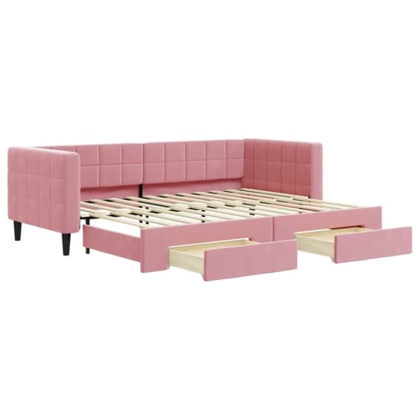 vidaXL Dagbädd utdragbar med lådor rosa 80x200 cm sammet