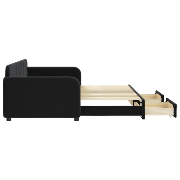 vidaXL Dagbädd utdragbar med lådor svart 90x200 cm sammet