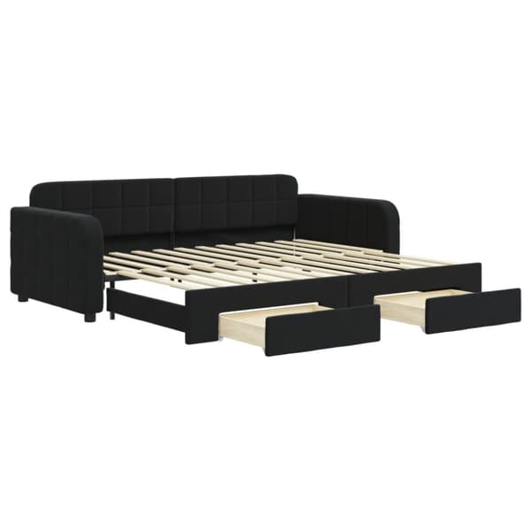 vidaXL Dagbädd utdragbar med lådor svart 90x200 cm sammet