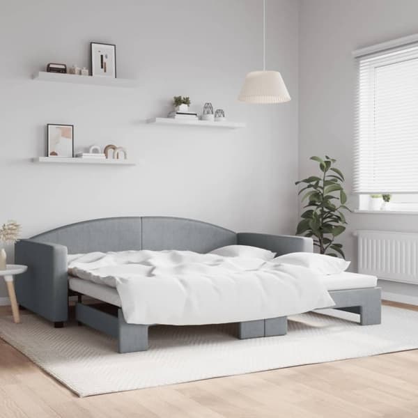 vidaXL Dagbädd utdragbar ljusgrå 100x200 cm tyg