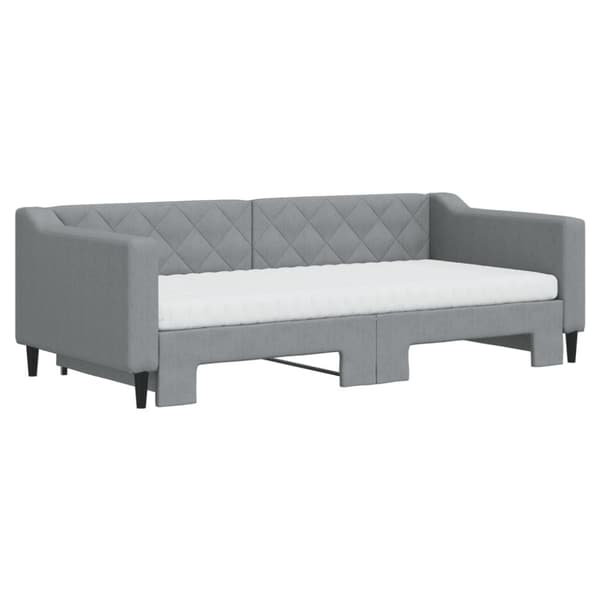 vidaXL Dagbädd med extrabädd och madrasser ljusgrå 90x190 cm tyg
