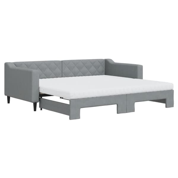 vidaXL Dagbädd med extrabädd och madrasser ljusgrå 90x190 cm tyg