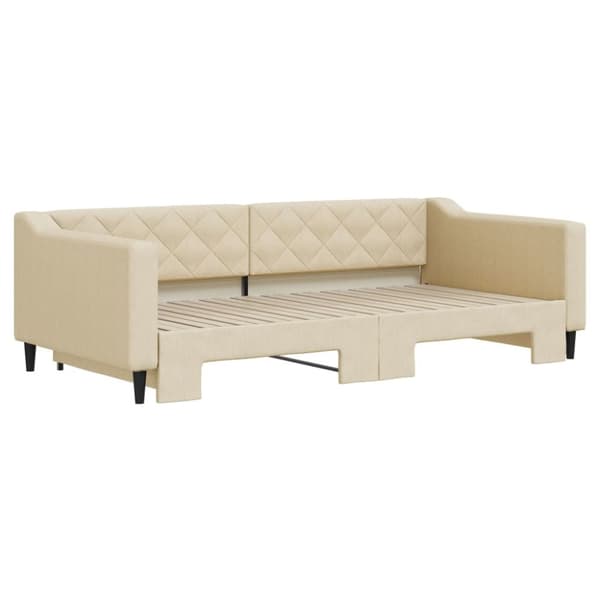 vidaXL Dagbädd utdragbar gräddvit 100x200 cm tyg