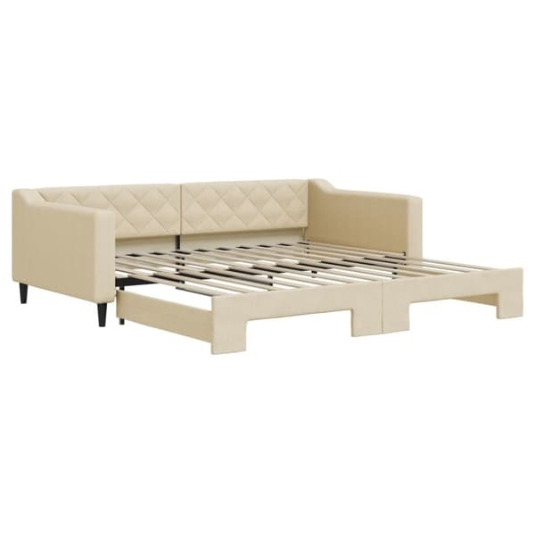 vidaXL Dagbädd utdragbar gräddvit 100x200 cm tyg