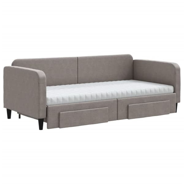 vidaXL Dagbädd utdragbar med lådor taupe 90x200 cm tyg
