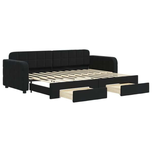 vidaXL Dagbädd utdragbar med lådor svart 80x200 cm sammet