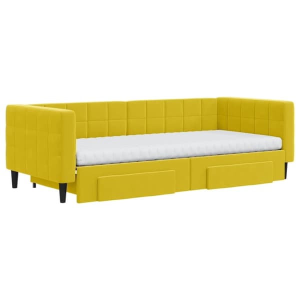 vidaXL daybed med udtræk og skuffer 90x200 cm velour gul