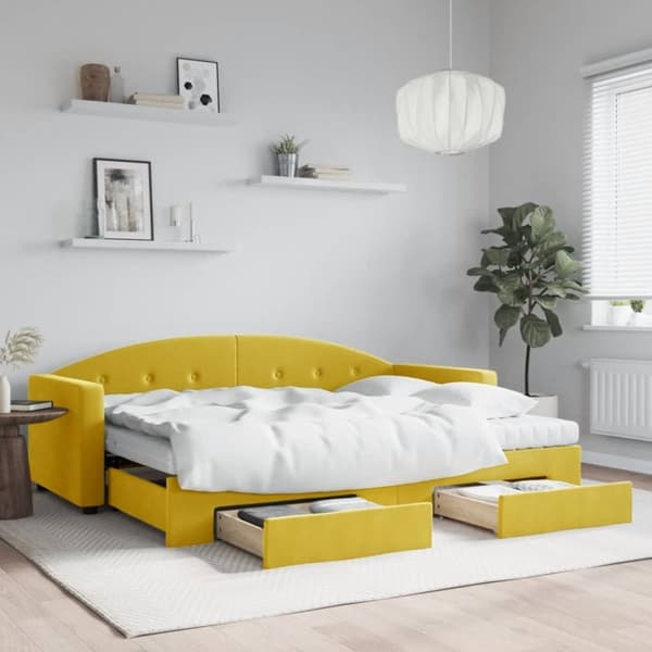 vidaXL Dagbädd utdragbar med lådor gul 80x200 cm sammet