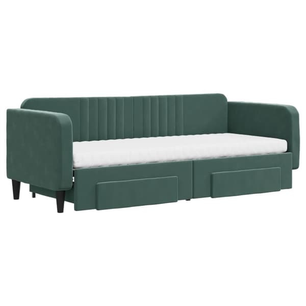 vidaXL Dagbädd utdragbar med lådor mörkgrön 80x200 cm sammet
