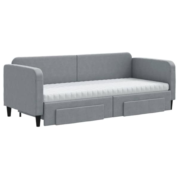 vidaXL Dagbädd utdragbar med lådor ljusgrå 80x200 cm tyg