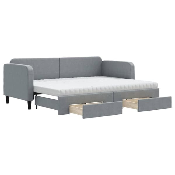 vidaXL Dagbädd utdragbar med lådor ljusgrå 80x200 cm tyg