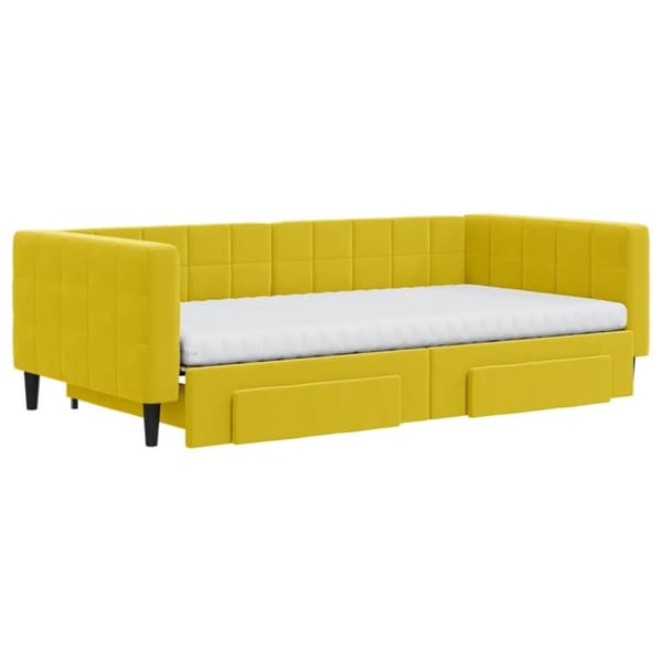 vidaXL daybed med udtræk og skuffer 100x200 cm velour gul