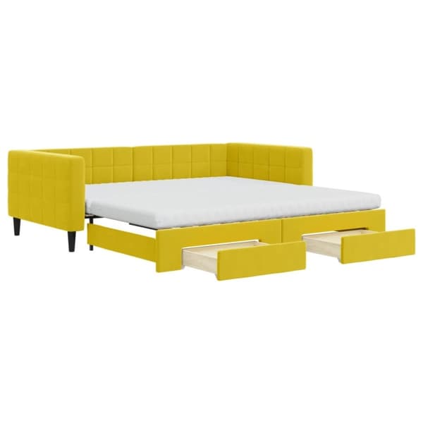 vidaXL daybed med udtræk og skuffer 100x200 cm velour gul