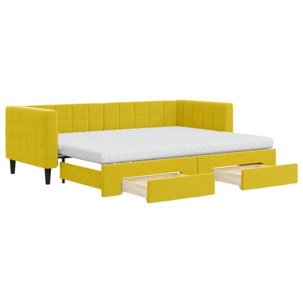 vidaXL daybed med udtræk og skuffer 80x200 cm velour gul