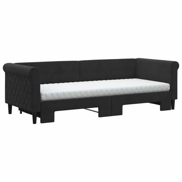 vidaXL Dagbädd utdragbar med madrasser svart 80x200 cm sammet