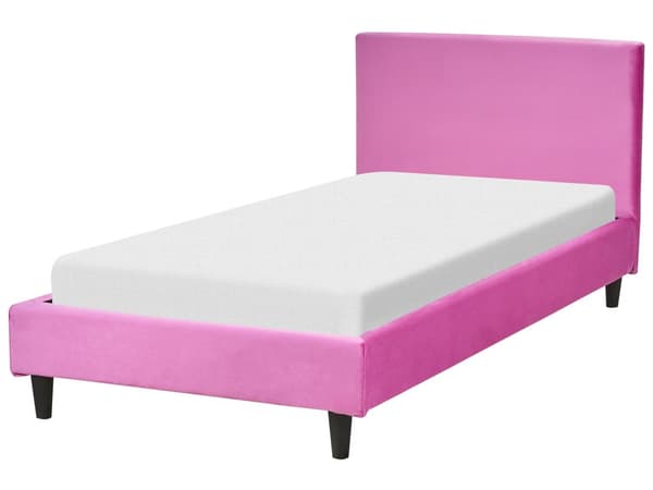 Enkelsäng 90 x 200 cm Rosa Sammet Lamellram Modern