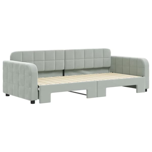 vidaXL Dagbädd utdragbar ljusgrå 90x200 cm sammet
