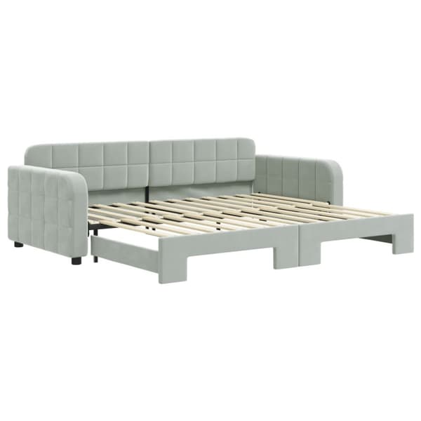 vidaXL Dagbädd utdragbar ljusgrå 90x200 cm sammet