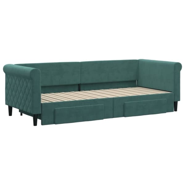 vidaXL Dagbädd utdragbar med lådor mörkgrön 80x200 cm sammet