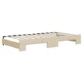 Miniatyrbillede 6 af 11: vidaXL daybed med udtræk og skuffer 100x200 cm stof cremefarvet