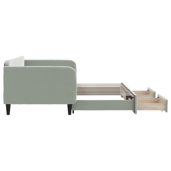 vidaXL daybed med udtræk og skuffer 90x190 cm velour lysegrå