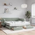Miniatyrbillede 11 af 11: vidaXL daybed med udtræk og skuffer 90x190 cm velour lysegrå