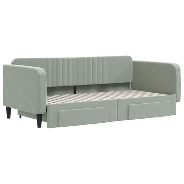 vidaXL daybed med udtræk og skuffer 90x190 cm velour lysegrå