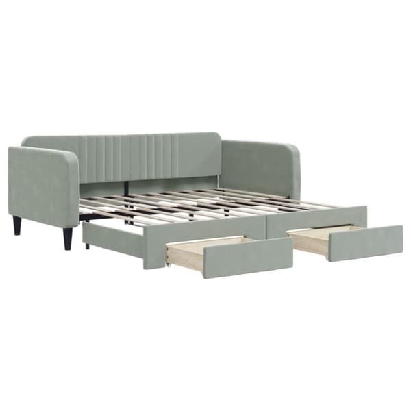 vidaXL daybed med udtræk og skuffer 90x190 cm velour lysegrå