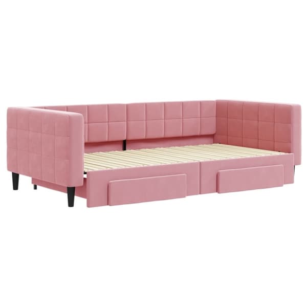vidaXL Dagbädd utdragbar med lådor rosa 100x200 cm sammet