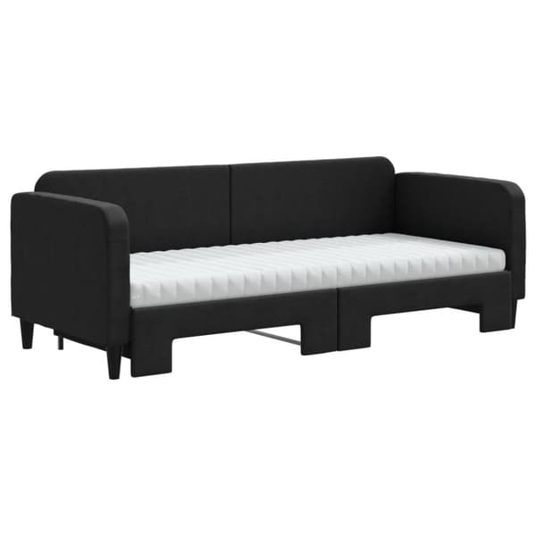 vidaXL Dagbädd med madrasser utdragbar svart 80x200 cm tyg