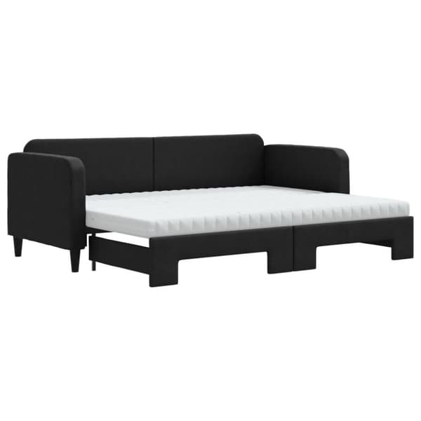 vidaXL Dagbädd med madrasser utdragbar svart 80x200 cm tyg