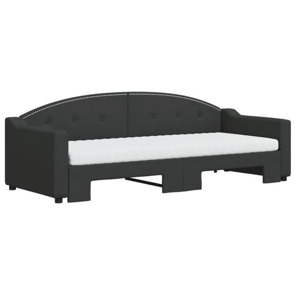 vidaXL Dagbädd med madrasser utdragbar svart 80x200 cm tyg