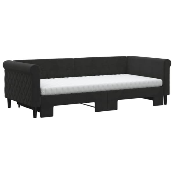 vidaXL Dagbädd utdragbar med madrasser svart 90x200 cm sammet