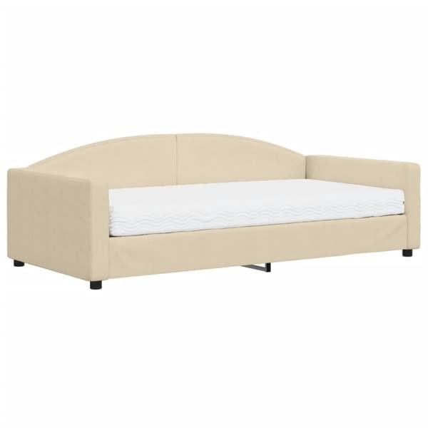 vidaXL Dagbädd med madrass gräddvit 100x200 cm tyg