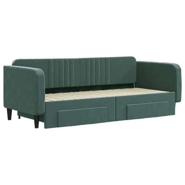 vidaXL Dagbädd utdragbar med lådor mörkgrön 90x200 cm sammet