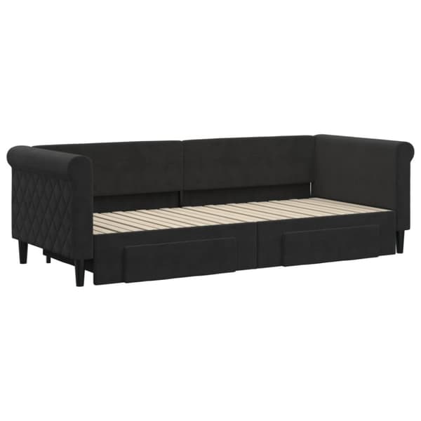 vidaXL Dagbädd utdragbar med lådor svart 80x200 cm sammet
