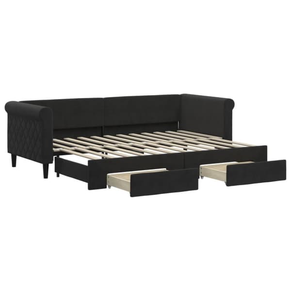 vidaXL Dagbädd utdragbar med lådor svart 80x200 cm sammet
