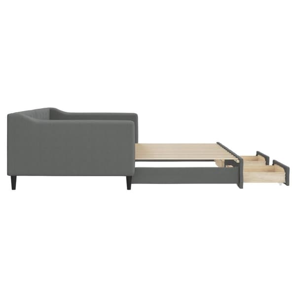 vidaXL daybed med udtræk og skuffer 100x200 cm stof mørkegrå
