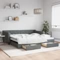 Miniatyrbillede 11 af 11: vidaXL daybed med udtræk og skuffer 100x200 cm stof mørkegrå