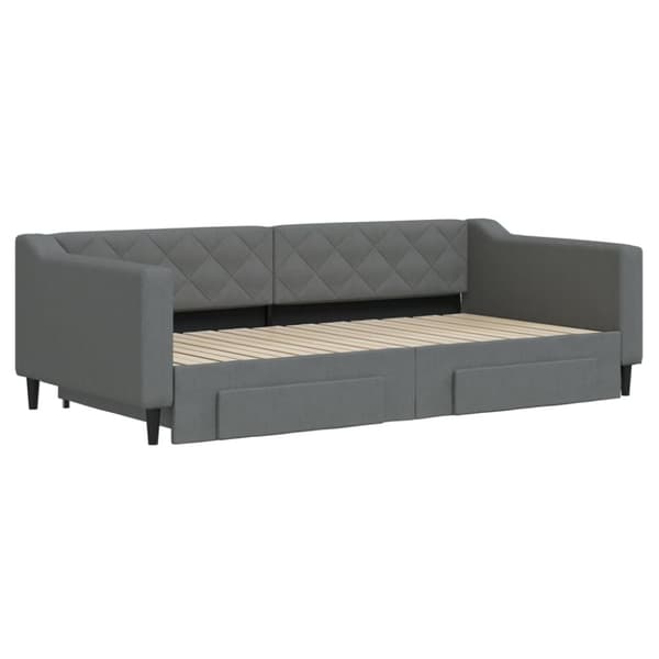 vidaXL daybed med udtræk og skuffer 100x200 cm stof mørkegrå