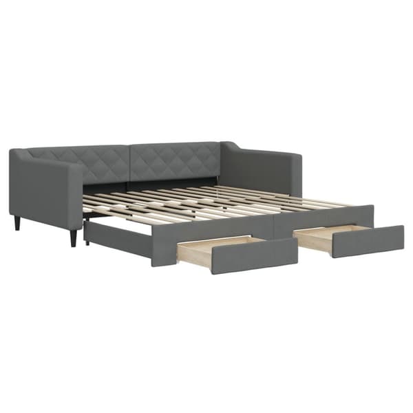 vidaXL daybed med udtræk og skuffer 100x200 cm stof mørkegrå