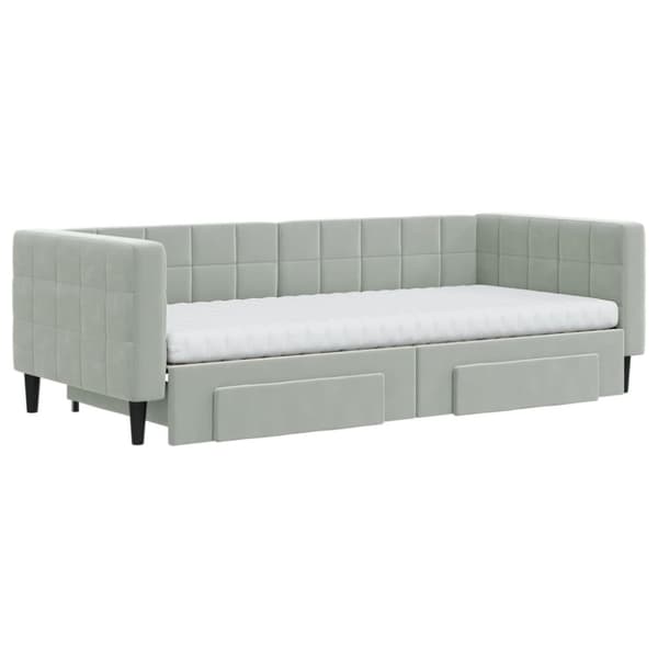 vidaXL Dagbädd utdragbar med lådor ljusgrå 90x200 cm sammet