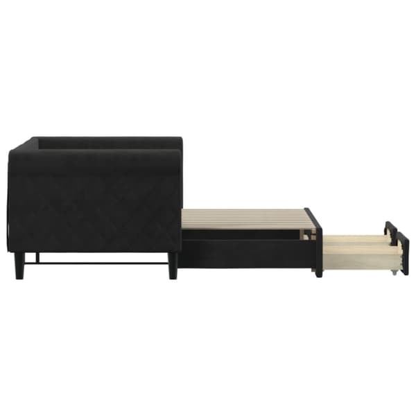 vidaXL daybed med udtræk og skuffer 80x200 cm velour sort