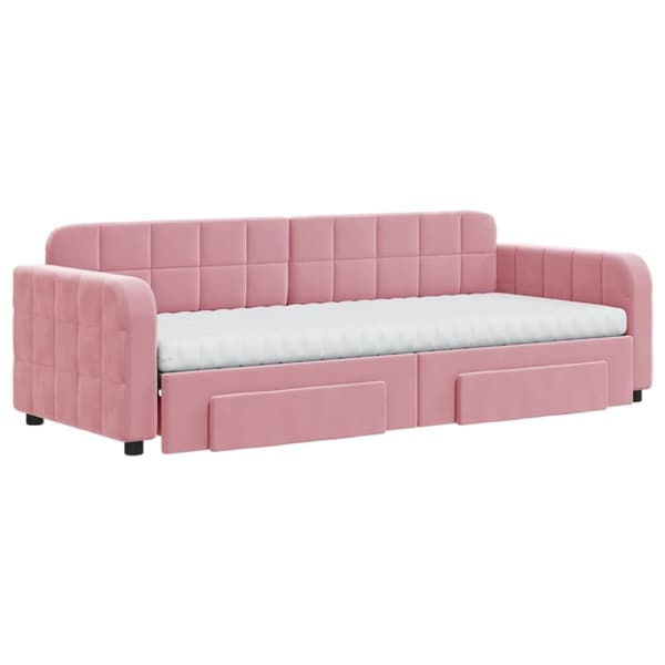 vidaXL Dagbädd utdragbar med lådor rosa 80x200 cm sammet