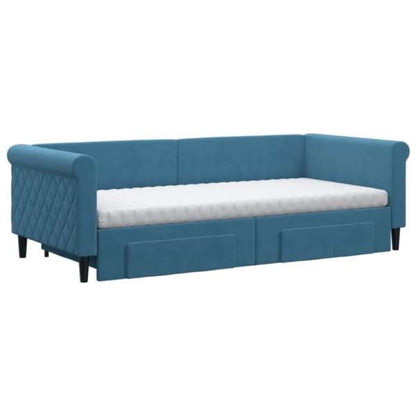 vidaXL Dagbädd utdragbar med lådor blå 90x200 cm sammet